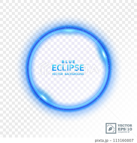 Abstract Blue Eclipse of Light on A Bright Transparent Background, Isolated and Easy to Edit, Vector Illustration 113160807