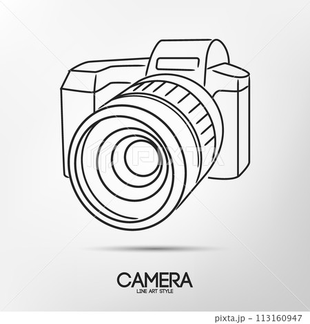 Camera Line Art, Vector Illustration Camera Line Art, Vector Illustration 113160947
