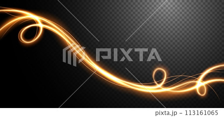 Abstract Light Speed Motion Effect, Gold Light Trail, Vector Illustration 113161065