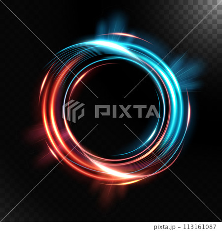 Abstract Colorful Luminous Swirling, Isolated on Dark Background, Vector Illustration 113161087