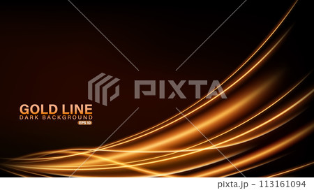 Gold Line of Light on Dark Background, Vector Illustration 113161094