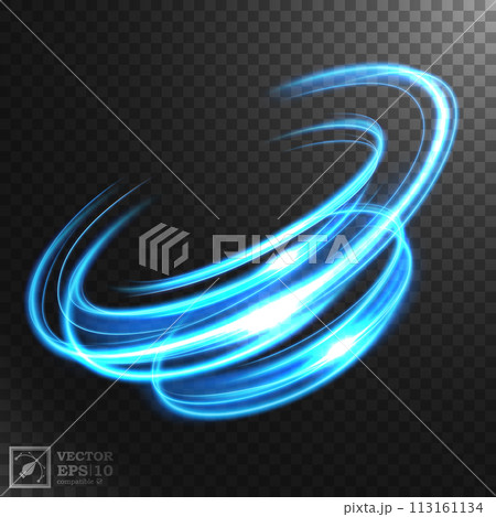 Abstract Blue Wavy Line of Light with A Transparent Background, Isolated and Easy to Edit, Vector Illustration 113161134