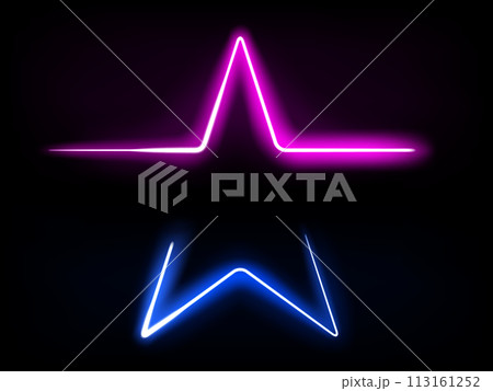 Glowing Star Frame Neon Light, Vector Illustrationのイラスト素材 [113161252 ...
