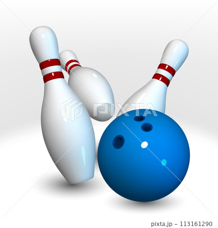 Bowling Ball Crashing Into The Pins, Realistic Bowling Strike, Vector Illustration 113161290