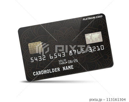 Detailed Glossy Platinum Credit card with Pattern Decoration, Isolated on White Background, Vector Illustration Detailed Glossy Platinum Credit card with Pattern Decoration, Isolated on White Background, Vector Illustration 113161304