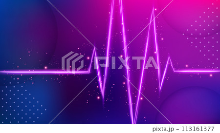 Heart Beat Light Trail Background, Elegant Violet Line Crossing. Widescreen Vector Illustration Heart Beat Light Trail Background, Elegant Violet Line Crossing. Widescreen Vector Illustration 113161377