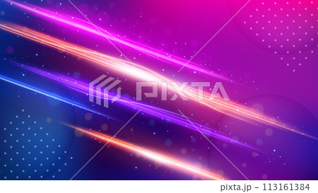 Straight Light Trail Background, Elegant Violet Line Crossing. Widescreen Vector Illustration Straight Light Trail Background, Elegant Violet Line Crossing. Widescreen Vector Illustration 113161384