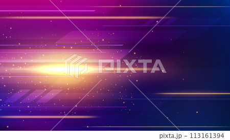 Golden Light Speed Motion, Widescreen Background, Vector Illustration 113161394