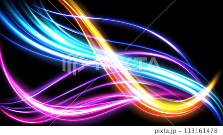 Colorful Light Trails, Long Time Exposure Motion Blur Effect, Vector Illustration Colorful Light Trails, Long Time Exposure Motion Blur Effect, Vector Illustration 113161478