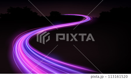Colorful Light Trails, Long Time Exposure Motion Blur Effect, Vector Illustration Colorful Light Trails, Long Time Exposure Motion Blur Effect, Vector Illustration 113161520