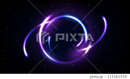 Abstract Multicolor Ring Line of Light Background, Widescreen Vector Illustration 113161554