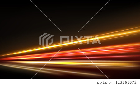 Colorful Light Trails, Long Time Exposure Motion Blur Effect, Vector Illustration 113161673