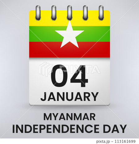 Happy Independence Day of Myanmar with Flag, Calendar Concept, Vector Illustration Happy Independence Day of Myanmar with Flag, Calendar Concept, Vector Illustration 113161699