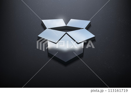 Open Box 3D Logo Design, Shiny Mockup Logo with Textured Wall. Realistic Vector, Vector Illustration 113161719