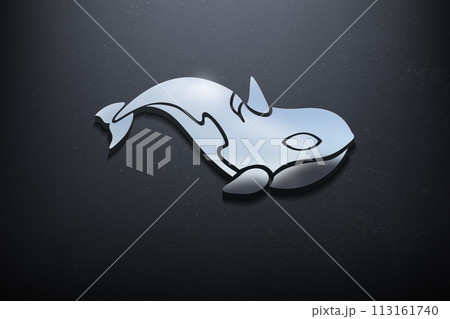 Orca 3D Logo Design, Shiny Mockup Logo with Textured Wall. Realistic Vector, Vector Illustration Orca 3D Logo Design, Shiny Mockup Logo with Textured Wall. Realistic Vector, Vector Illustration 113161740
