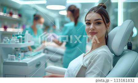 Beautiful young woman relaxing in spa salon. Beauty treatment concept. 113161832