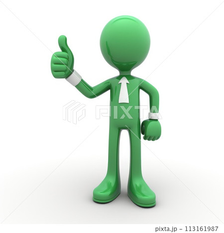 3d man is green tick symbol, signifying completion and success, in a compelling visual representation of achievement and endorsement, a check off character. 113161987