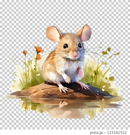 Mouse Sitting on Rock Watercolorのイラスト素材 [113162522] - PIXTA