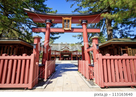 敦賀市、気比神宮境内の鳥居と外拝殿 敦賀市、気比神宮境内の鳥居と外拝殿 113163640