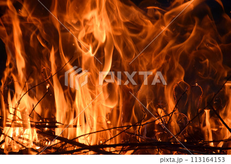 Heat energy heap closely, red and yellow, thermal energy at the fuel point during the night lights on a black background 113164153