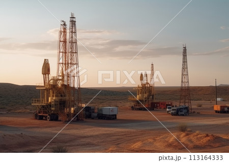 Desert Oil Drilling Rigs Desert Oil Drilling Rigs 113164333