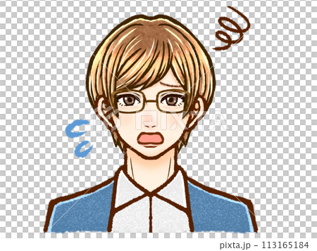 困っている茶髪の大人男性のイラスト素材2 113165184