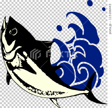 波とマグロの和風イラスト 113166443