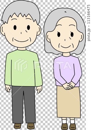 一對老年夫婦的全身插圖 一對老年夫婦的全身插圖 113166475