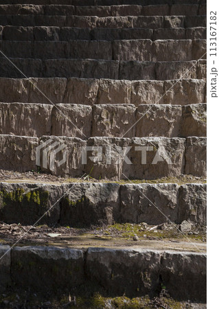 城跡の石段や石垣の風景 鳥取県 鳥取城跡 久松公園 113167182
