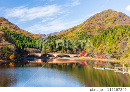 群馬県安中市の秋 紅葉のアプトの道 碓氷湖 群馬県安中市の秋 紅葉のアプトの道 碓氷湖 113167243