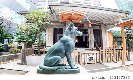 ニホンオオカミの狛犬と神社　宮益御嶽神社 113167587