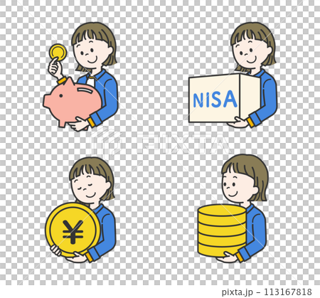 Illustration set of women related to investment and money 113167818