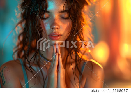 祈る女性のポートレート3　AI生成画像 113168077