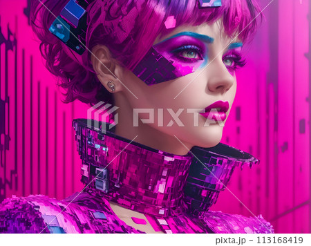 beautiful girl with purple hair and violet color beautiful girl with purple hair and violet color 113168419