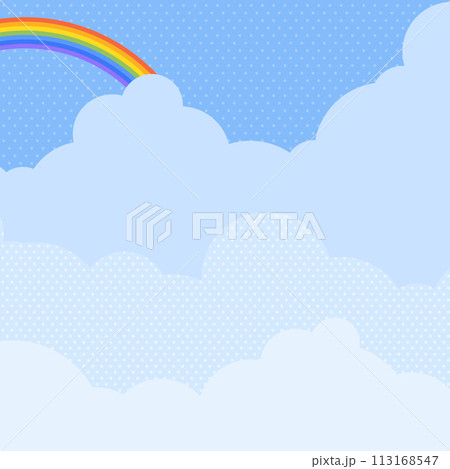 虹のかかった青空と雲の背景(正方形) 虹のかかった青空と雲の背景(正方形) 113168547