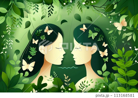 Mother earth day tribute vector illustration in white tone. Mother earth day tribute vector illustration in white tone. 113168581