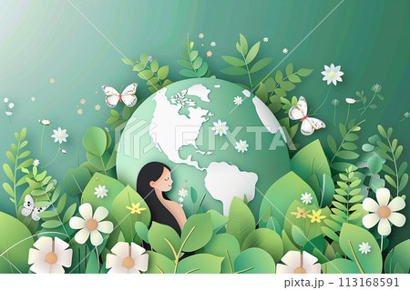 Mother earth day tribute vector illustration in white tone. 113168591