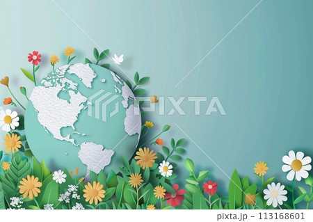 Mother earth day tribute vector illustration in white tone. 113168601