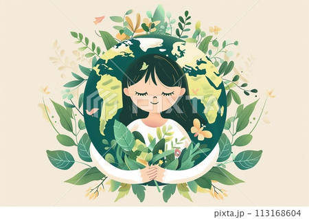 Mother earth day tribute vector illustration in white tone. 113168604
