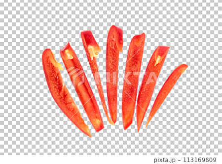 red chopped sweet bell pepper isolated 113169809