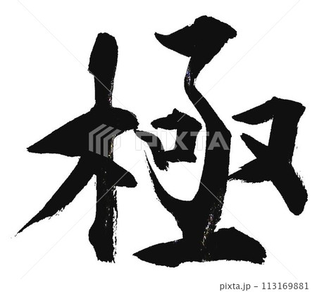 極の文字を筆で書きました 113169881