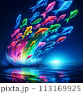 夜空に舞うネオンの魚群 113169925