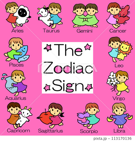 手描きの12星座のイラスト 手描きの12星座のイラスト 113170136