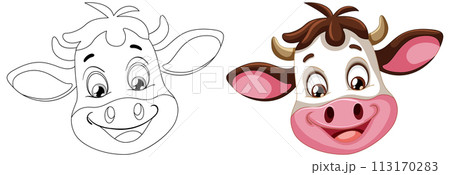 Cheerful Cow Cartoon Character Illustration 113170283