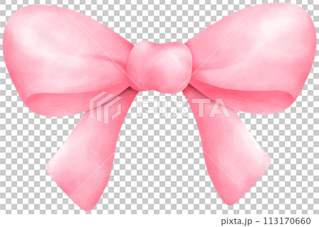 Pink coquette ribbon bow watercolor illustration Pink coquette ribbon bow watercolor illustration 113170660
