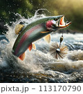 渓流の詩：飛沫と共に舞うトラウト 113170790