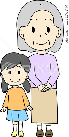 おばあちゃんと孫娘のイラストのイラスト素材 [113170844] - PIXTA