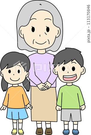 おばあちゃんと孫たちのイラストのイラスト素材 [113170846] - PIXTA