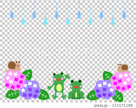 青蛙/蝸牛/繡球花/雨季框架 青蛙/蝸牛/繡球花/雨季框架 113171198
