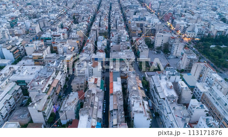 Athens at dusk, aerial view Athens at dusk, aerial view 113171876
